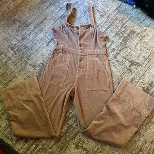 Aerie Textured Overalls in Brown